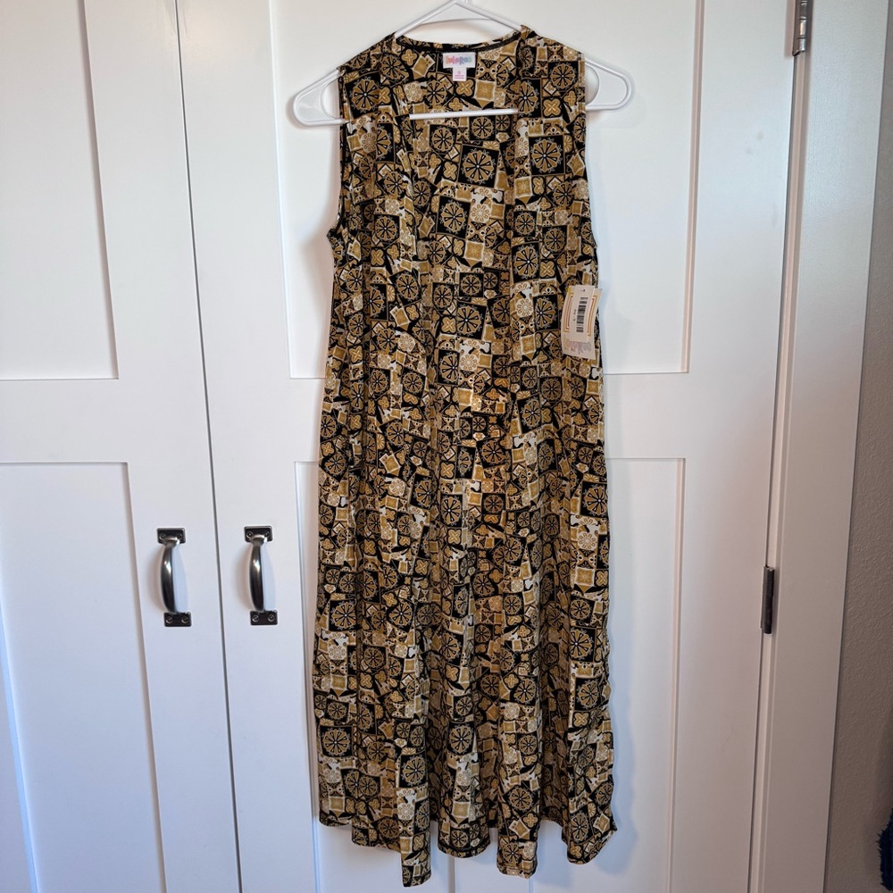 NWT Lularoe Joy Vest Duster Size Small Yellow‎ Black White Geometric